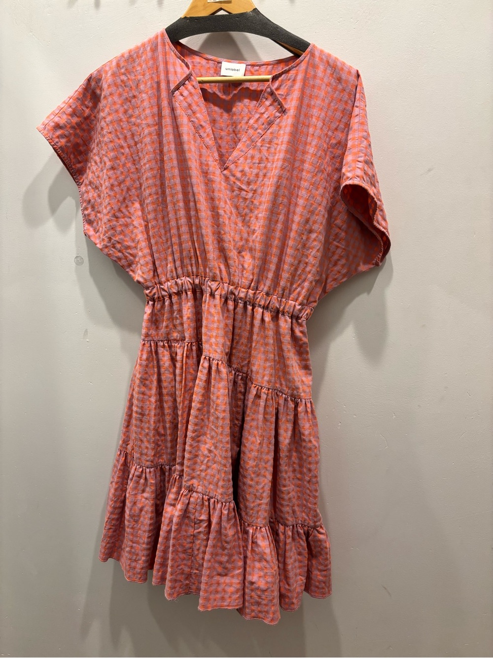 Unlabel Pink-Orange Tiered V-Neck Dress